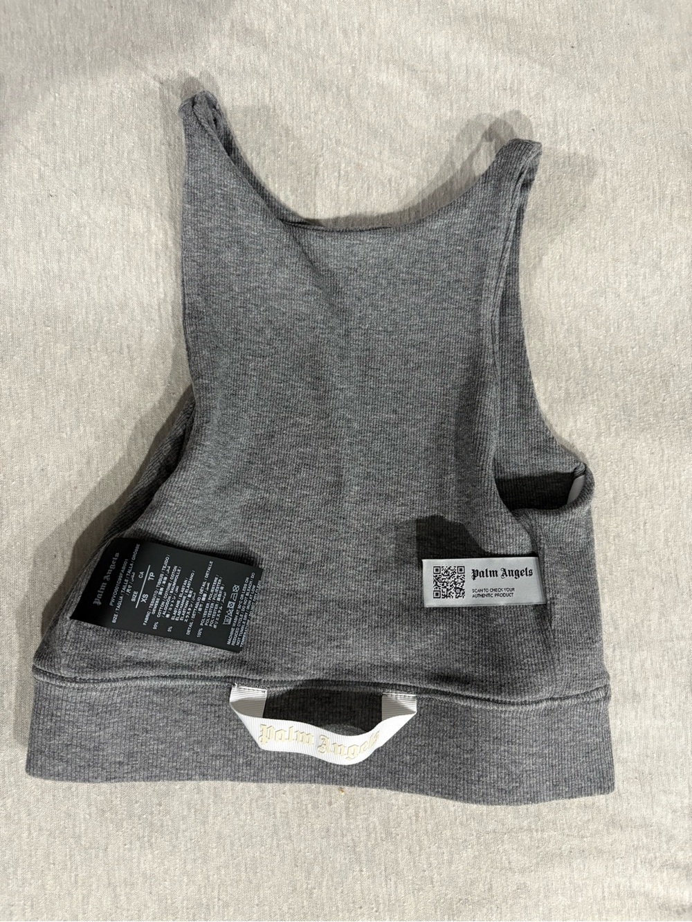 Palm Angels Charcoal Grey Cropped Tank with White Panels - Picture 3 of 4